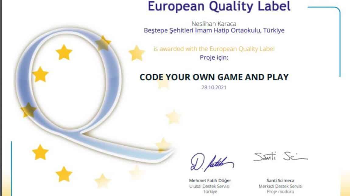 E-Twinning Avrupa Kalite Etiketimizi de Aldık