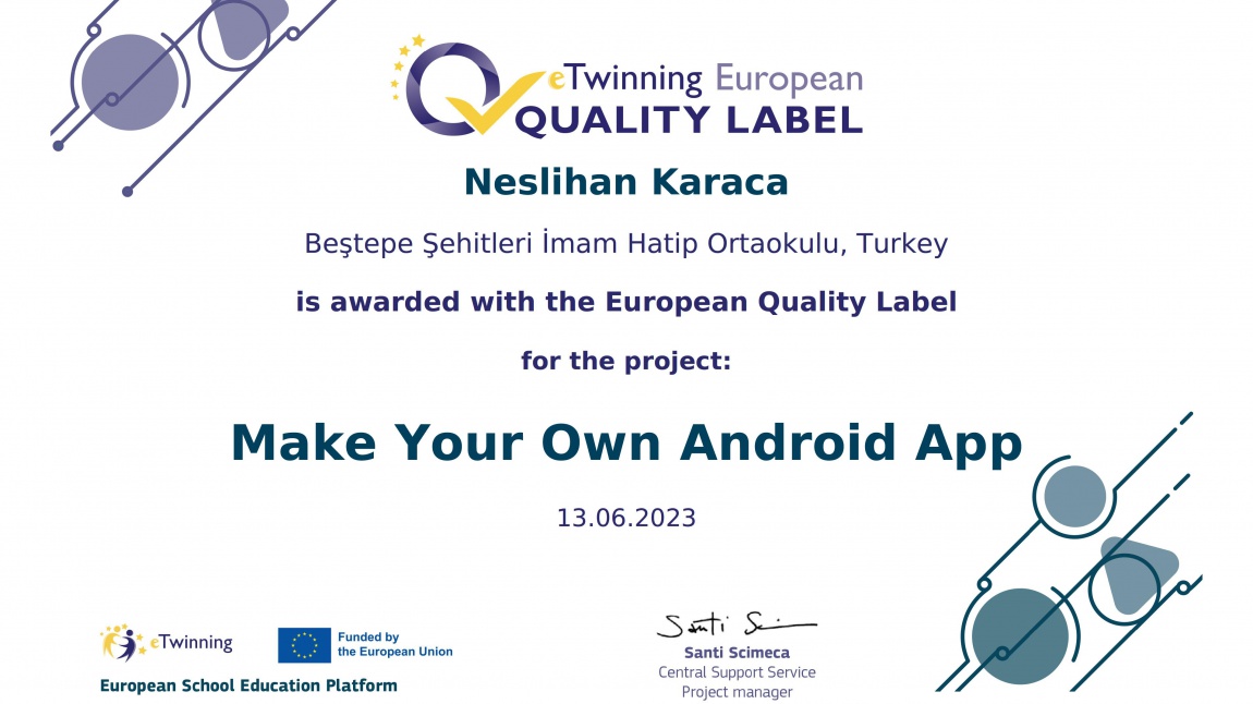 Make Your Android App Projemizle Avrupa Kalite Etiketi Aldık